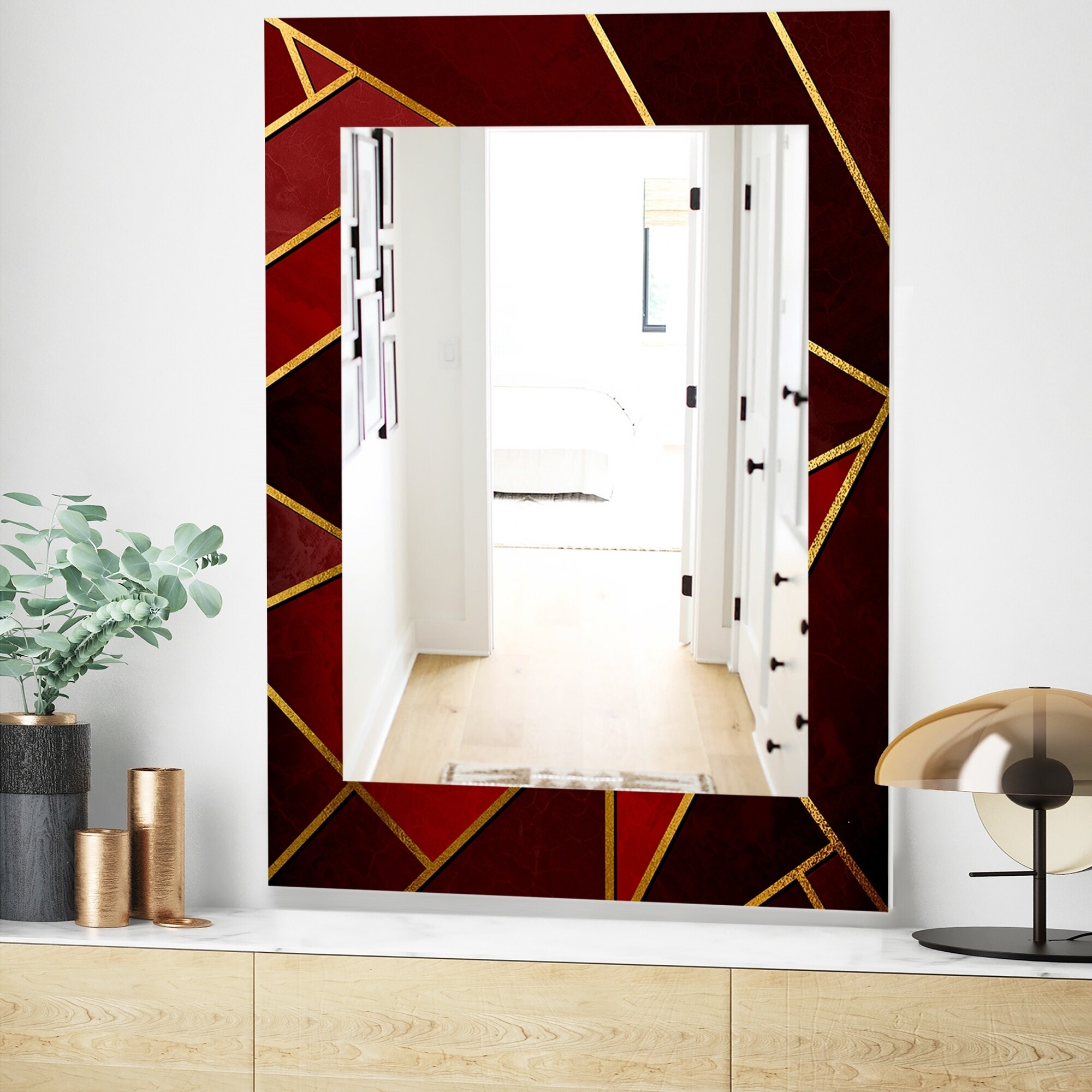 Designart Capital Gold Honeycomb 12 Modern Mirror Designart Capital Gold Honeycomb 12