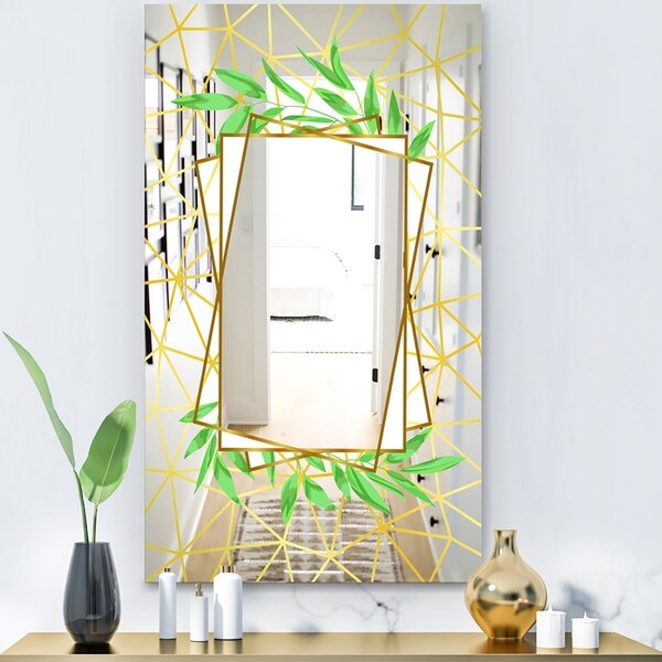 Designart 'Efflorescent Gold Green 6' Glam Mirror - Decorative or Modern Vanity Mirror