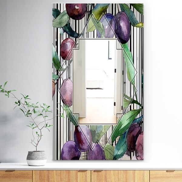 Designart 'Garland Sweet 21' Traditional Mirror - Large Mirror - Purple