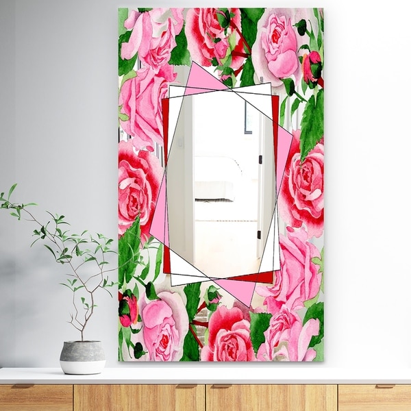 Designart 'Efflorescent Gold Abundance 4' Traditional Mirror - Wall Mirror - Pink
