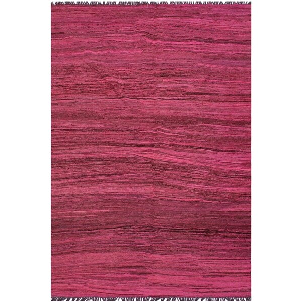 Kilim Bunny Pink/Brown Hand-Woven Wool Rug -5'9 x 7'6 - 5'9" x 7'6"