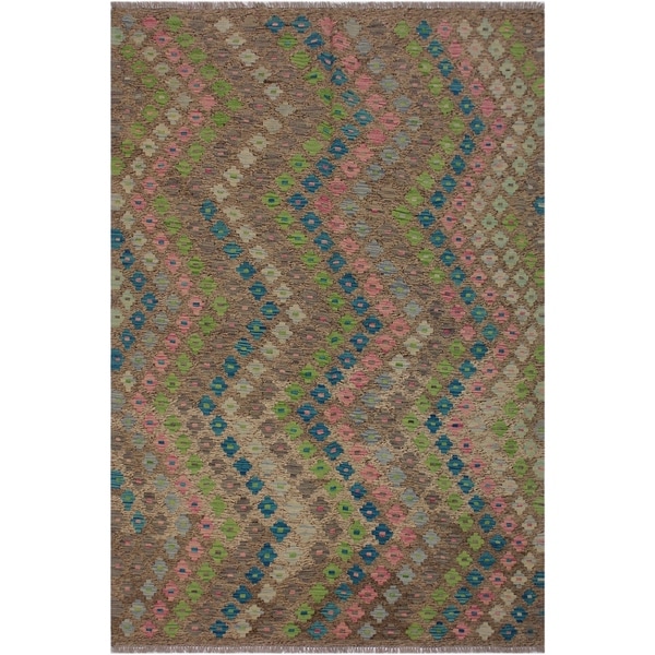 Kilim Sage Gray/Green Hand-Woven Wool Rug -5'10 x 7'8 - 5'10" x 7'8"