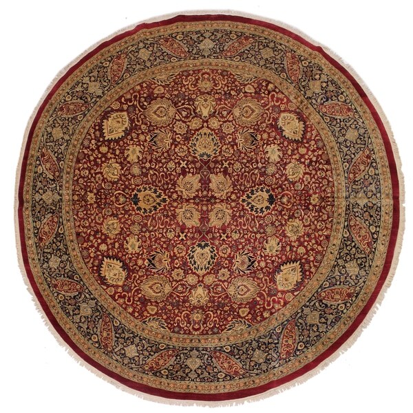 Antique Vegtable Dye Florance Red/Blue Wool Round - 12'3 x 12'3