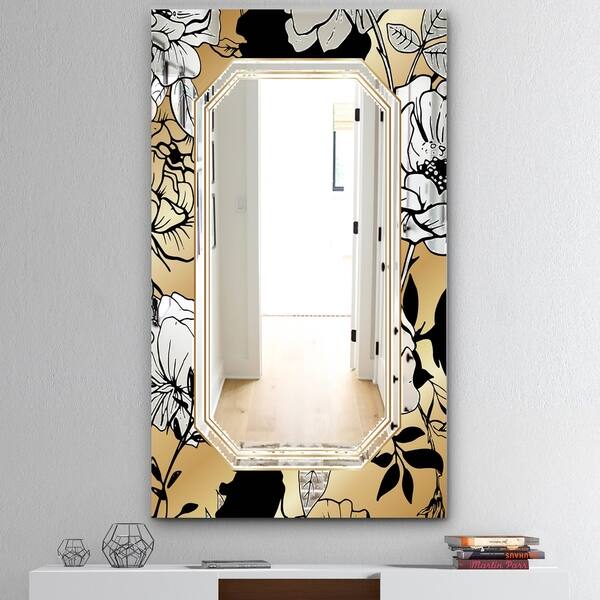 Shop Designart Gold Botanical Obsidian 3 Glam Mirror