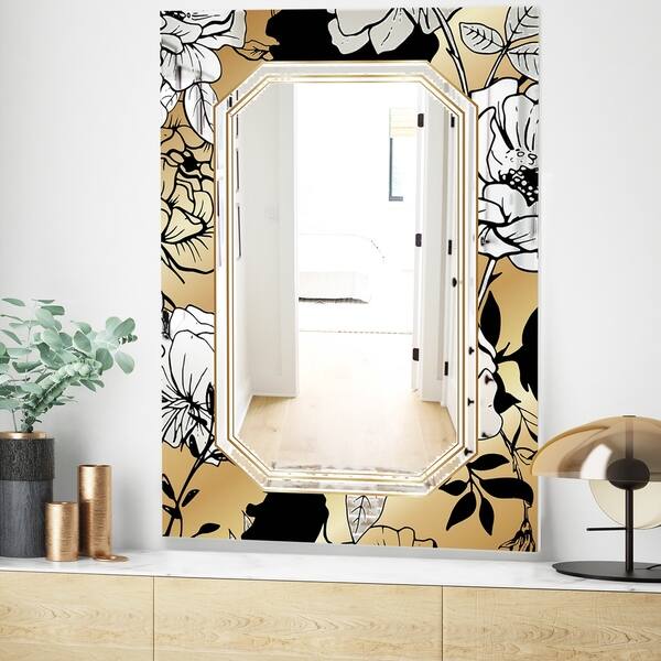 Shop Designart Gold Botanical Obsidian 3 Glam Mirror