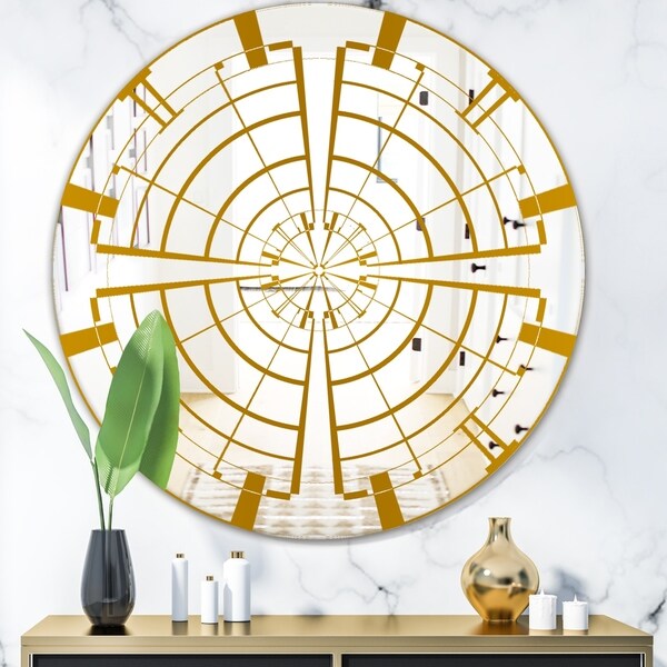 Designart 'Maya Vortex II' Glam Mirror - Oval or Round Wall Mirror - Gold