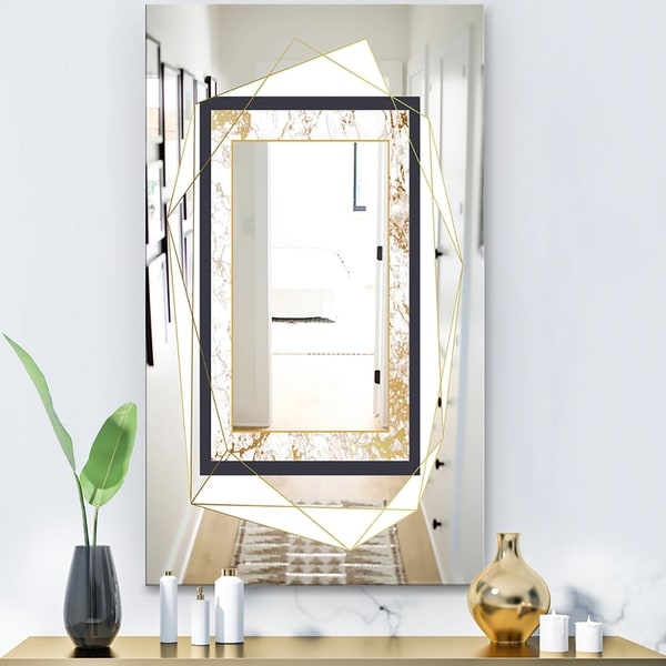 Designart 'Capital Gold Essential 11' Glam Mirror - Wall Mirror - White