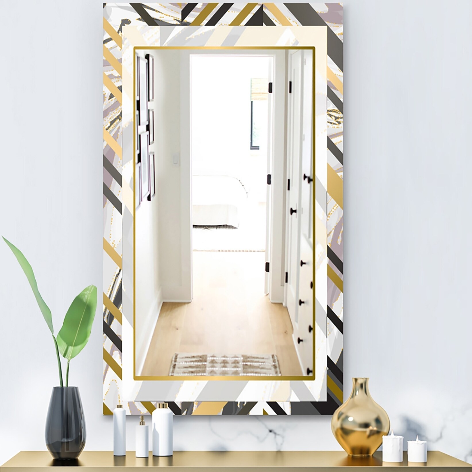Shop Designart 'Gold and Grey Marble' Modern Mirror Contemporary