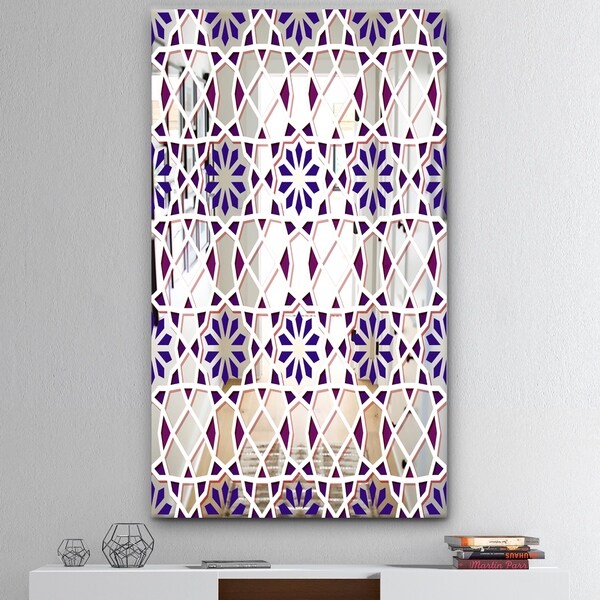 Designart 'Purple Tiles' Mid-Century Mirror - Large Wall Mirror - Purple