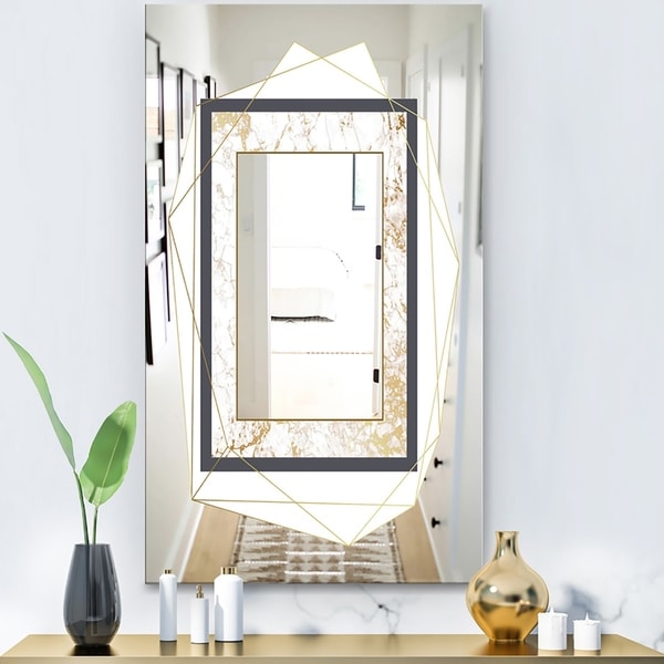 Designart 'Capital Gold Essential 13' Glam Mirror - Accent or Vanity Mirror - White