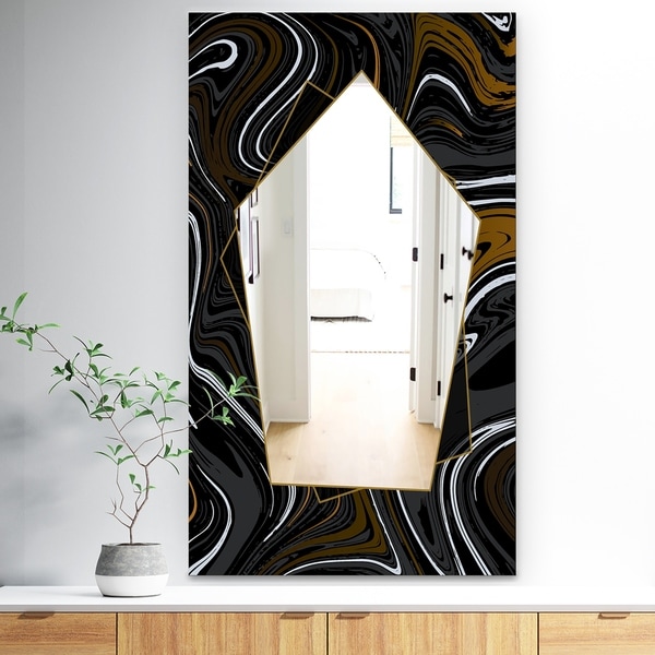 Designart 'Marbled Diamond 8' Traditional Mirror - Large Wall Mirror - Black