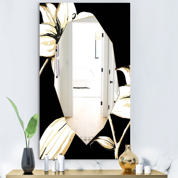 Designart 'Hand Sketched Orchid and Lily' Glam Mirror - Decorative Modern Mirror - Multi