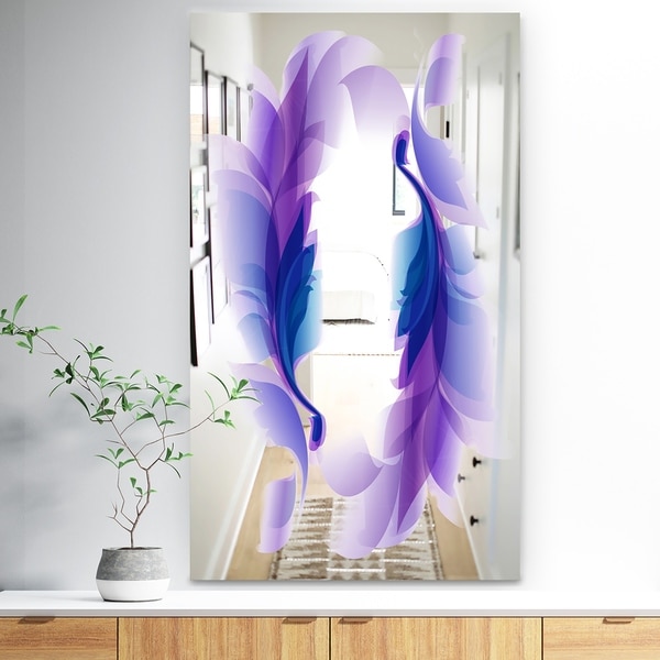 Designart 'Purple Feathers' Bohemian and Eclectic Mirror - Wall Mirror - Purple