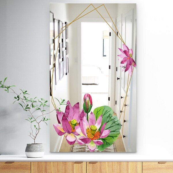 Designart 'Efflorescent Gold Simple 12' Traditional Mirror - Vanity Mirror