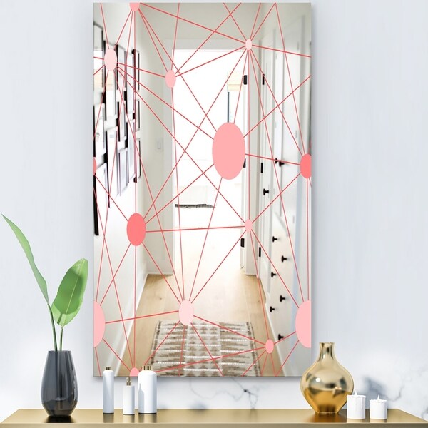 Designart 'Circular Web 4' Glam Mirror - Decorative Modern Mirror - Pink