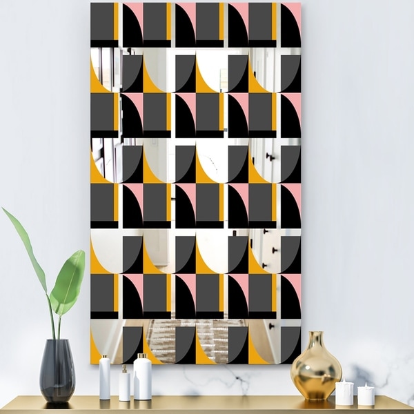 Designart 'Circular Dance 12' Modern Mirror - Contemporary Decorative Mirror - Black