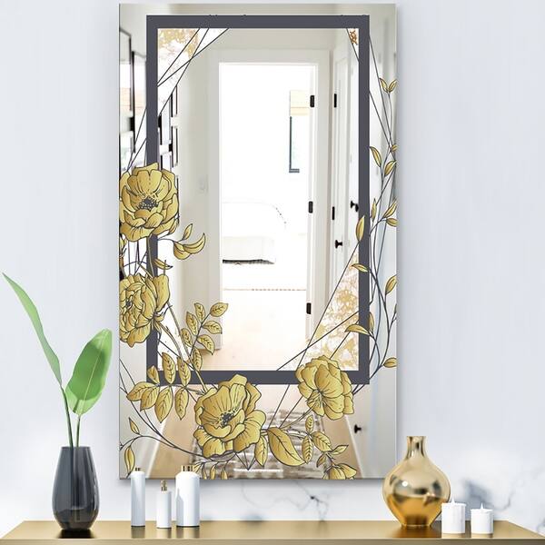Shop Designart Gold Botanical Blooming 1 Cabin And Lodge Mirror