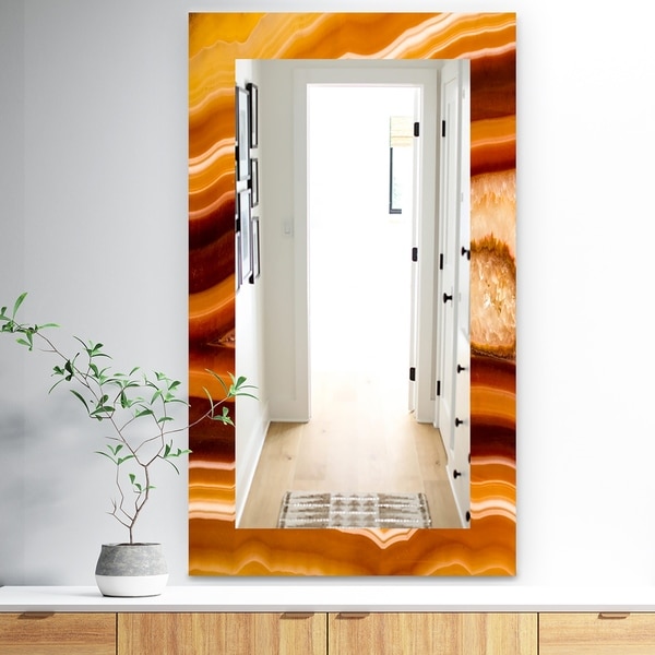 Designart 'Marbled Geode 1' Traditional Mirror - Frameless Wall Mirror - Brown
