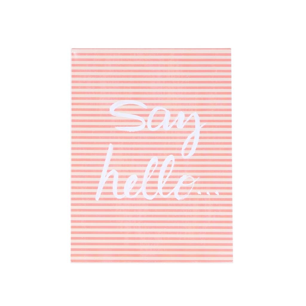 Say Hello Pink & White Striped Metal Wall Decor