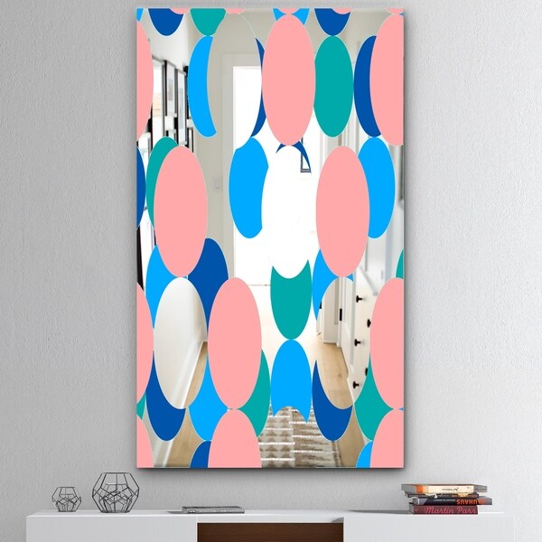 Designart 'Circular Rhythm 7' Mid-Century Mirror - Wall Mirror - Pink