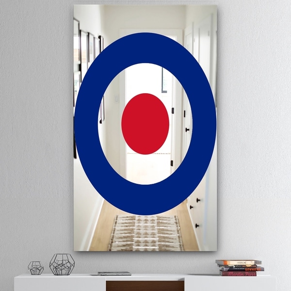 Designart 'Red and Blue Bullseye' Mid-Century Mirror - Accent Mirror