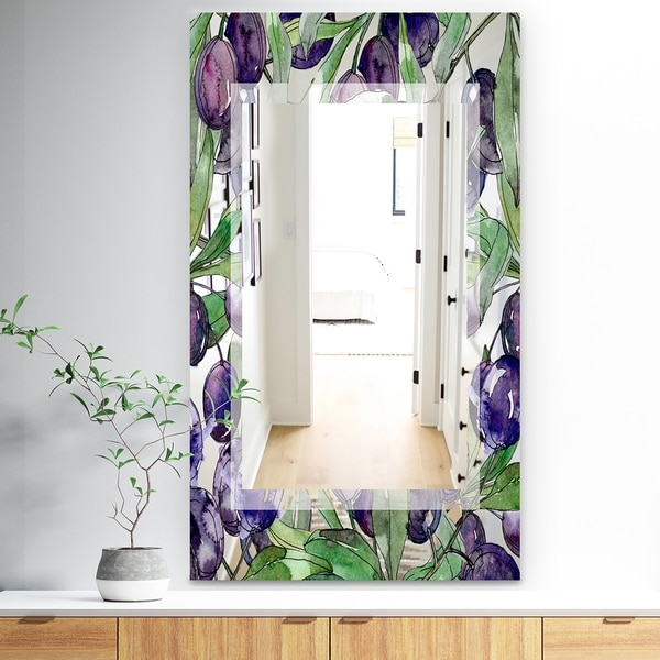 Designart 'Garland Sweet 22' Traditional Mirror - Wall Mirror - Purple