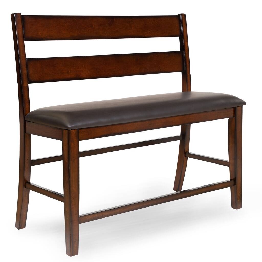 Paur Brown Faux Leather Counter Height Dining Bench by Furniture of America