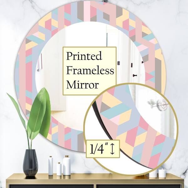 Designart Pastel Dreams 6 Modern Mirror Frameless Oval Or Round Wall Mirror Pink Overstock 28004699