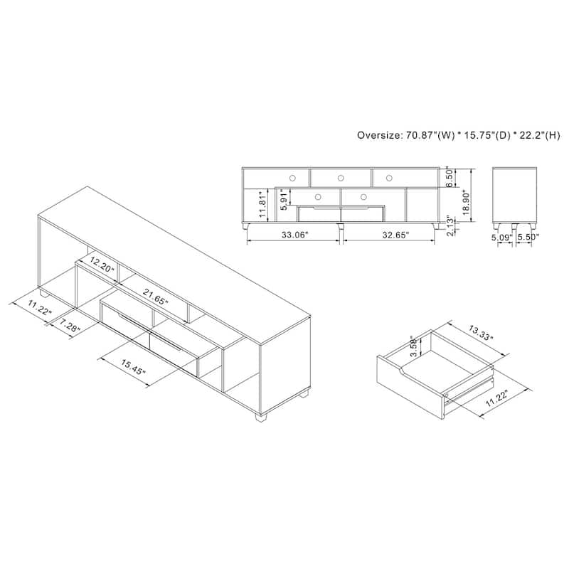 Viksjovallen Modern Brown 70-inch 9-Shelf 2-Drawer TV Console by Carson Carrington