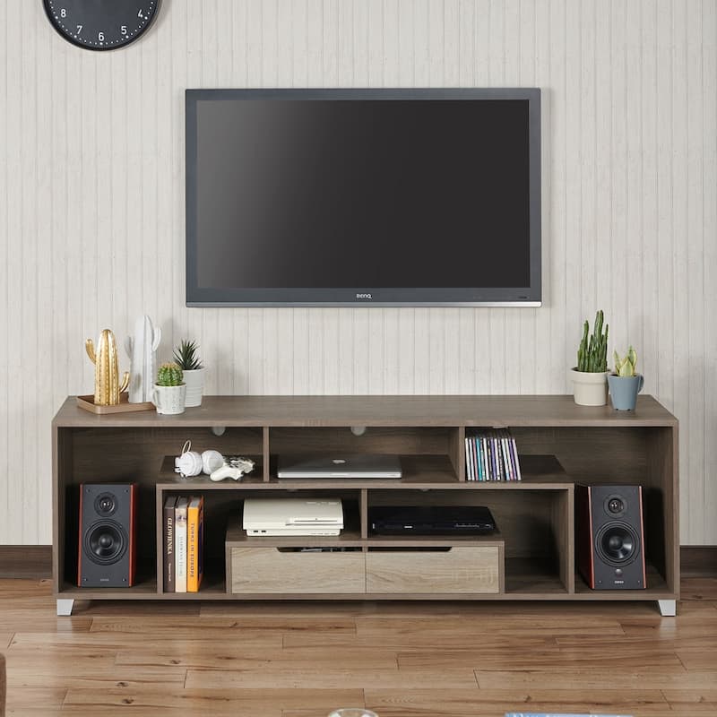 Viksjovallen Modern Brown 70-inch 9-Shelf 2-Drawer TV Console by Carson Carrington
