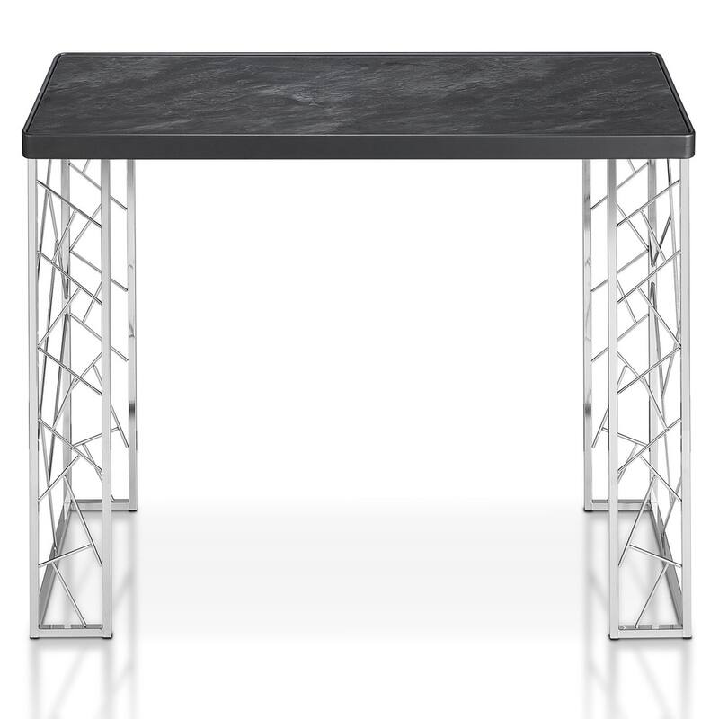 Allison Modern Black and Chrome 39-inch Faux Marble Sofa Table by Silver Orchid