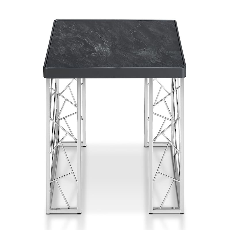 Gaynor Modern Chrome and Black 20-inch Metal Side Table by Furniture of America