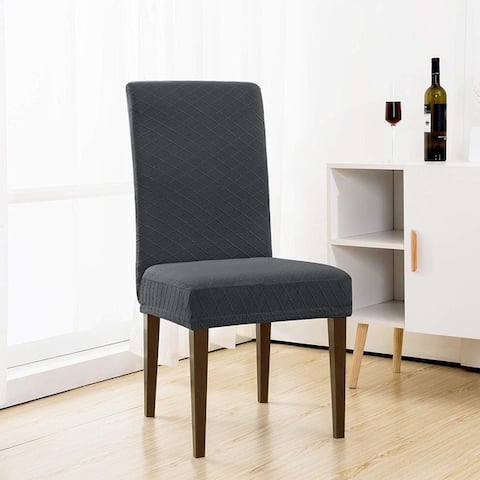 Enova Home Rhombus Jacquard Stretchy Universal Dining Chair Slipcovers For Living Room