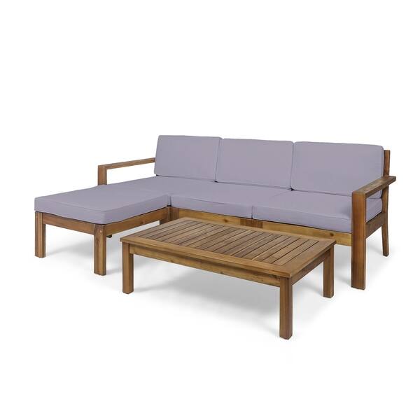 Shop Santa Ana Outdoor 3 Seater Acacia Wood Sofa Sectional With