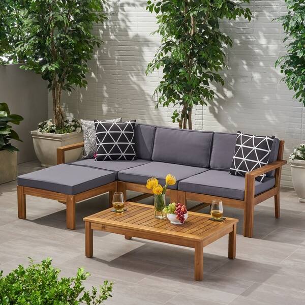 Shop Santa Ana Outdoor 3 Seater Acacia Wood Sofa Sectional With