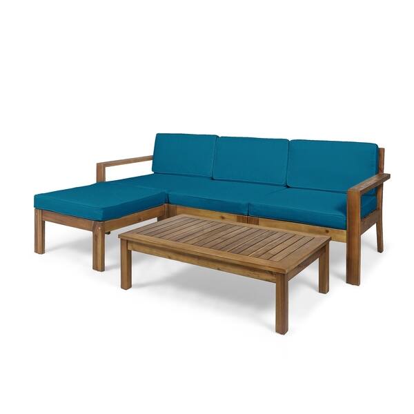 Shop Santa Ana Outdoor 3 Seater Acacia Wood Sofa Sectional With