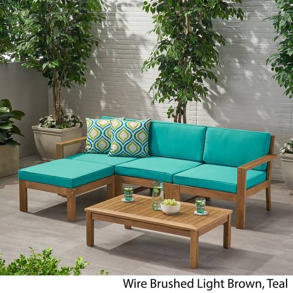 Shop Santa Ana Outdoor 3 Seater Acacia Wood Sofa Sectional With