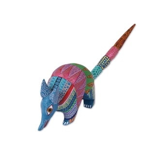 Handmade Armadillo Delight Wood Alebrije Figurine (Mexico) - 2.8