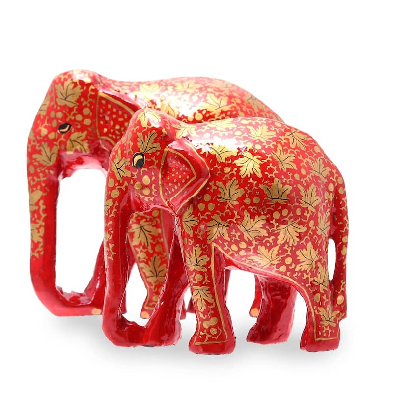 Handmade Chinar Bond (Pair) Papier Mache Sculptures (India)