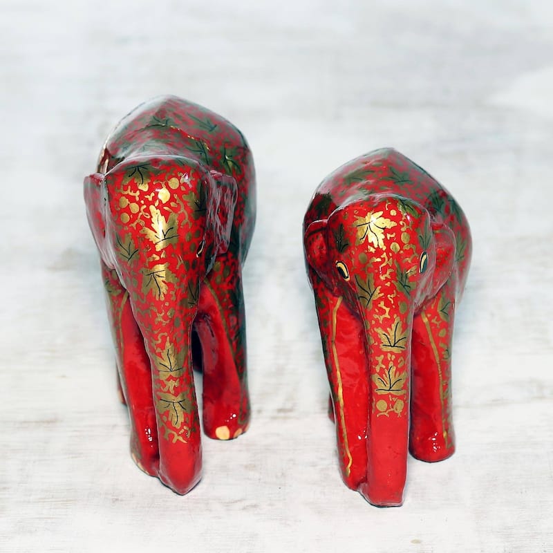 Handmade Chinar Bond (Pair) Papier Mache Sculptures (India)