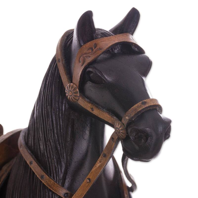 Handmade Peruvian Paso Horse (11.5 Inch) Cedar Wood Sculpture (Peru) - 9.25" H x 5.25" W x 1.3" D