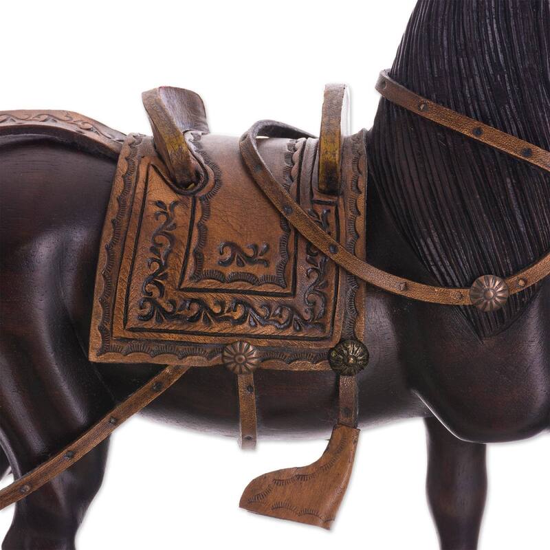 Handmade Peruvian Paso Horse (11.5 Inch) Cedar Wood Sculpture (Peru) - 9.25" H x 5.25" W x 1.3" D