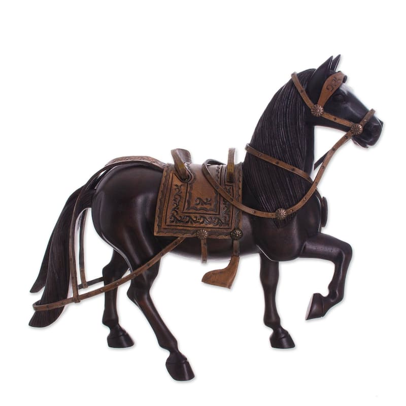 Handmade Peruvian Paso Horse (11.5 Inch) Cedar Wood Sculpture (Peru) - 9.25" H x 5.25" W x 1.3" D