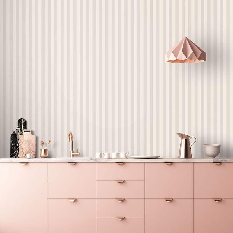 1.25" Regency Stripe Wallpaper in Light Grey