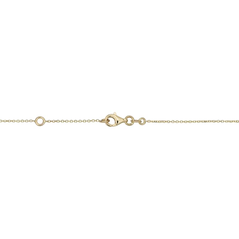 14k Yellow Gold Bead Mother of Pearl Accent Station Necklace (adjustable to 16 or 17 inches)