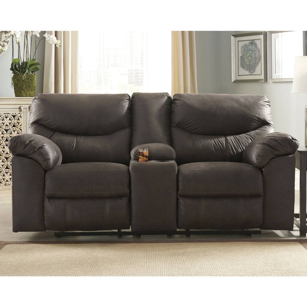 Boxberg Teak Double Reclining Power Loveseat with Console