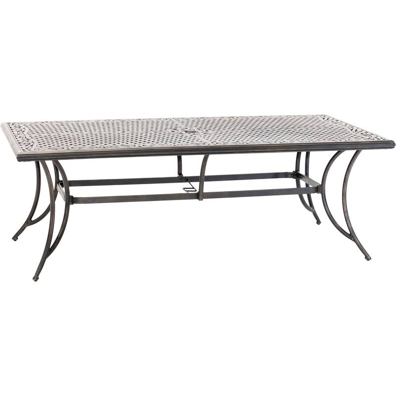 Hanover Fontana 9-Piece Outdoor Dining Set with 8 Sling Swivel Rockers and a 42-In. x 84-In. Cast-Top Table