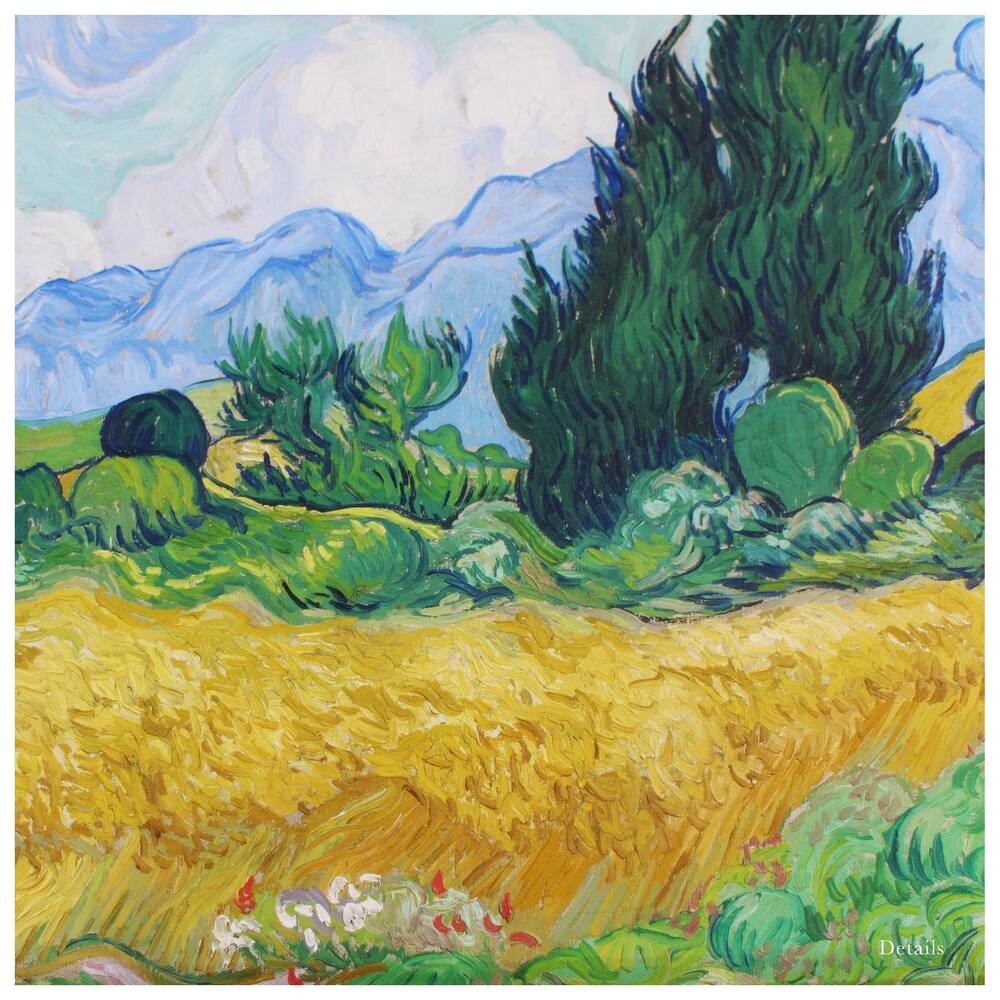 A Wheatfield With Cypresses By Vincent Van Gogh Oil Painting Gold Frame 30 X 25 Print On Canvas Overstock