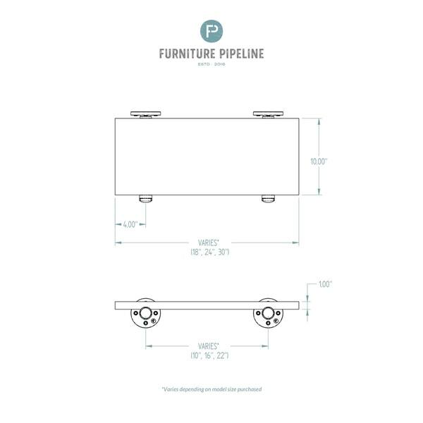 dimension image slide 3 of 4, Furniture Pipeline Austin Wall Shelf Rack (Set of 2)