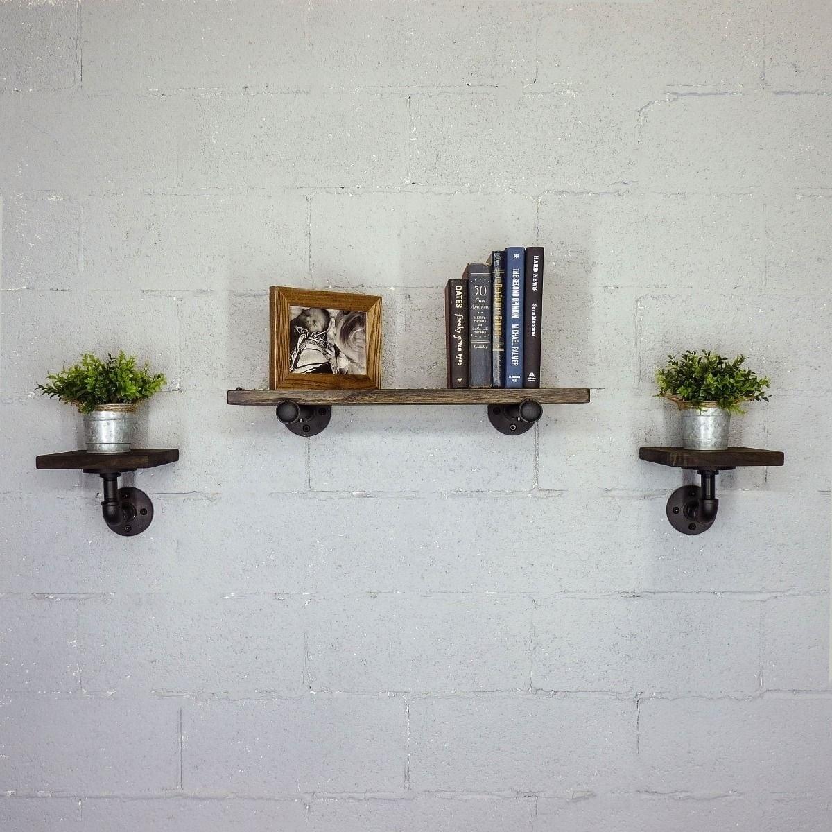 HOMCOM Industrial Pipe Style Shelf 4-Tier Wall-Mounted Utility Bookcase Floating